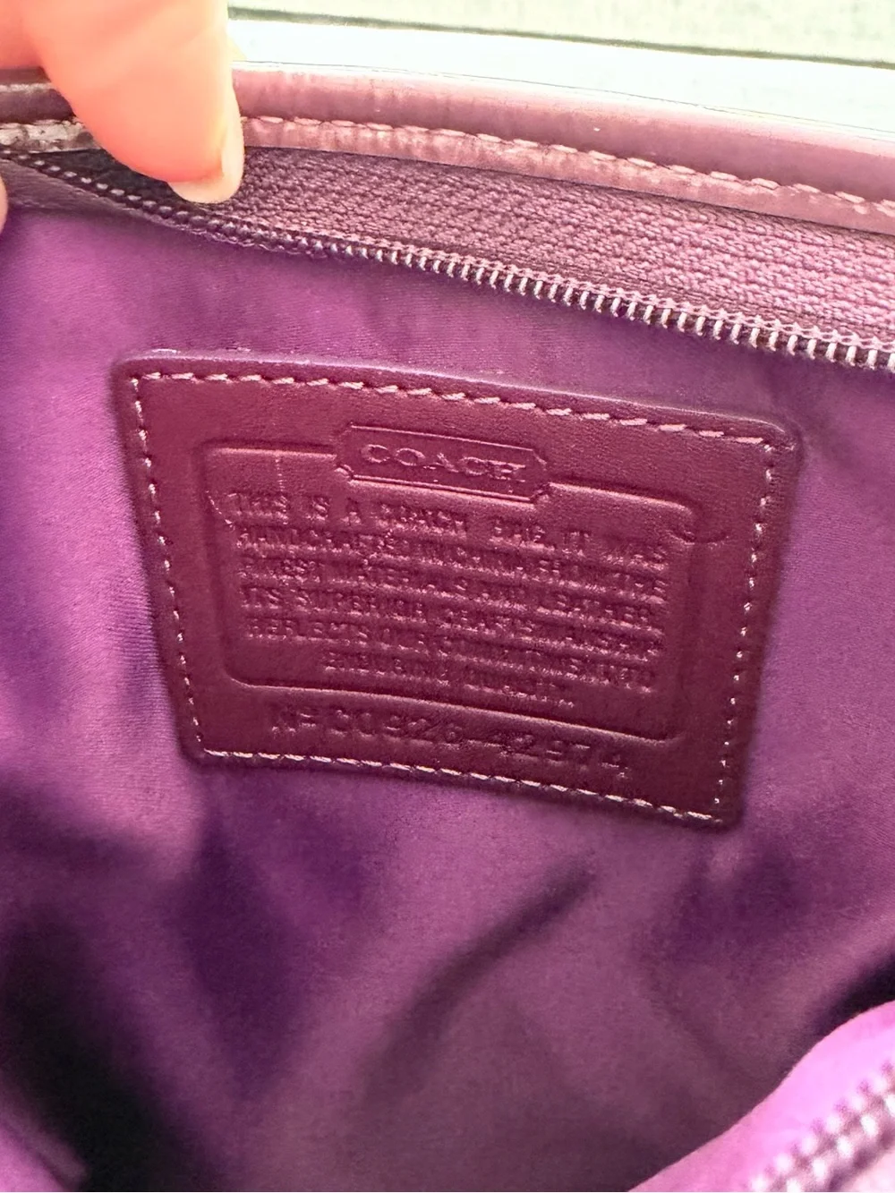Coach Purple Crossbody with Patterned Strap